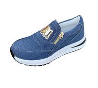 LOPILY Chaussures Basketball Enfant Fille à Semelle épaisse et Bout Rond pour Femmes, décontractées, Confortables et Simples, avec Fermeture éclair (Blue, 42)