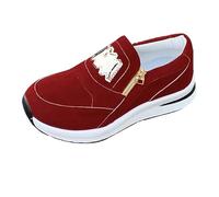 LOPILY Chaussures Basketball Enfant Fille à Semelle épaisse et Bout Rond pour Femmes, décontractées, Confortables et Simples, avec Fermeture éclair (Red, 40)