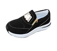 LOPILY Chaussures Basketball Enfant Fille à Semelle épaisse et Bout Rond pour Femmes, décontractées, Confortables et Simples, avec Fermeture éclair (Black, 43)