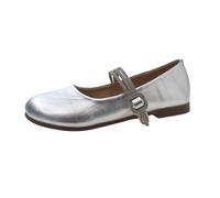 LOPILY Chaussures De Foot Salle Mary Jane Chaussures pour Femmes Dames Talon Bas Chaussures décontractées Confortables (Silver, 37)