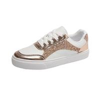 LOPILY Chaussures Décontractées pour Femmes Appartements Confortables et décontractées, en Toile, Confortables et rembourrées, idéales pour la Marche dans la Rue, Les soirées de Mariage (Gold, 35)