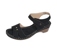 LOPILY Cuissardes Noires Pour Femmes femmes, bride à la cheville, sandales plates à crochets et, chaussures d'été décontractées, sandales de pêcheur à bout fermé (Black, 39)