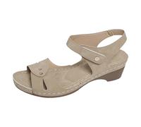 LOPILY Cuissardes Noires Pour Femmes femmes, bride à la cheville, sandales plates à crochets et, chaussures d'été décontractées, sandales de pêcheur à bout fermé (Khaki, 38)