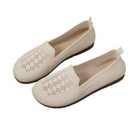 LOPILY Cuissardes Pour Femmes femmes, chaussures bateau confortables, chaussures plates respirantes, noires (Beige, 40)