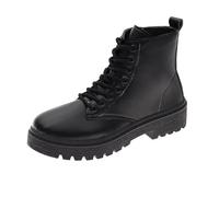 LOPILY Femmes Cuissardes Plates à lacets couture solide plat avec chaussures Caractéristiques: (Black, 43)