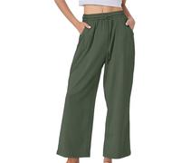 LOPILY Pantalon Grossesse Et Maternité Leg Pants Casual Baggy Elastic Waistband with Pockets Fashionable Pants (GN2, S)