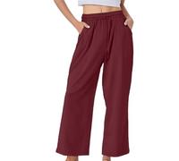 LOPILY Pantalon Grossesse Et Maternité Leg Pants Casual Baggy Elastic Waistband with Pockets Fashionable Pants (RD2, L)