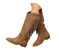 LOPILY Sandales Blanches Enfiler Pour Femmes grandes tailles, Europe et États-. Nouvelle tête pour femmes avec des centaines de modèles de bottes à pompons. (Brown, 36)