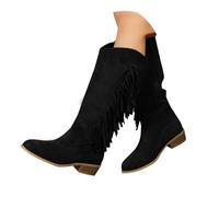 LOPILY Sandales Blanches Enfiler Pour Femmes grandes tailles, Europe et États-. Nouvelle tête pour femmes avec des centaines de modèles de bottes à pompons. (Black, 42)
