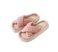 LOPILY Sandales De Plage Blanches Pour Femmes en coton et lin pour femmes, en velours côtelé et lin, quatre saisons (Pink, 40)