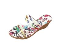 LOPILY Sandales De Plage Blanches Pour Femmes semelle épaisse, bout rond, été, nouvelle couleur unie, un mot (Green, 41)