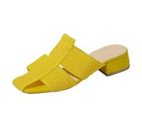 LOPILY Sandales Plateforme Pour Femmes Sexy 2025 Outside Wear Thick Heel Temperament A Footstool Lazy Slippers (Yellow, 39)