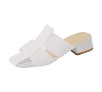 LOPILY Sandales Plateforme Pour Femmes Sexy 2025 Outside Wear Thick Heel Temperament A Footstool Lazy Slippers (White, 38)