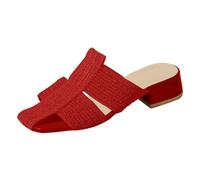 LOPILY Sandales Plateforme Pour Femmes Sexy 2025 Outside Wear Thick Heel Temperament A Footstool Lazy Slippers (Red, 39)