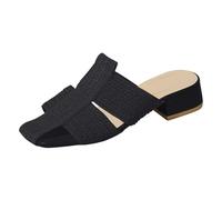LOPILY Sandales Plateforme Pour Femmes Sexy 2025 Outside Wear Thick Heel Temperament A Footstool Lazy Slippers (Black, 42)