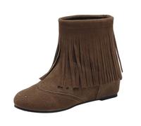 LOPILY Semelles Chaussures Gel Talon Korean Heel Casual Boots Short Tube Boots (Brown, 46)