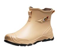 LOPILY Soft Homme Chaussures Basket Pluie Courtes antidérapantes en PVC avec Semelle intérieure rembourrée en EVA - Chaussures de Travail pour la pêche, Le Jardinage, Le Bateau (Yellow, 39)