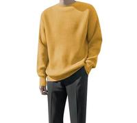 LOPILY V Neck Tee-Shirts pour Hommes Under The Crew Neck Sweater Loose Casual Knitwear (Yellow, XXXL)