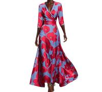 LOPILY Women's Kimono Robe Long Dressing Gown Satin Cardigan Printed Robes Bridesmaid Bridal Longue Grande Taille en V et à la pour Femmes