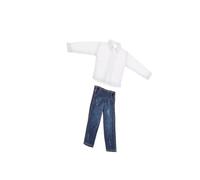 lopituwe Accessoires de poupée, figurines d'action masculines à l'échelle 1/12, Collection de chemises et jeans blancs en tissu Pour bonne durabilité 1/12 Scale Male Figure White Shirt And Jeans Suit