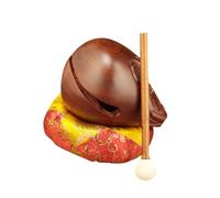 lopituwe Bloc de temple avec maillet, en bois en forme de poisson, cadeau musical pour enfants et adultes, décoration Feng Shui pour la maison et le bureau. Instrument de, 3 pouces
