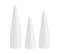 lopituwe Cônes en Mousse pour Loisirs créatifs, Petits Objets à Faire soi-même, Blanc, Lot de 16 pièces, cônes en Mousse pour Enfants, décoration de Sapin de Noël, Formes