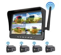 lopituwe Enregistreur de Conduite de Camion sans Fil avec Enregistrement en Boucle et Nocturne, étanche IP67, ABS, avec Batterie, 7 Pouces 4 Voies