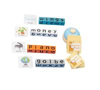 lopituwe Jeu d'orthographe avec des Blocs de Bois : Un Jeu d'apprentissage et captivant pour 2 à 4 Joueurs. Course pour aux Mots avec des Blocs de Cartes Flash. , avec Cloche