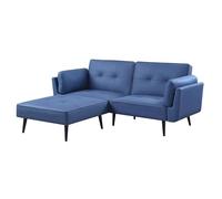LOPOO Canapé-lit réglable bleu moderne avec ottoman pour une vie confortable, une détente et un accueil entre amis, comprend deux oreillers d'appoint