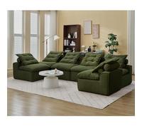 LOPOO Canapé modulaire pour une vie confortable, petits espaces, 6 places, oreillers cervical et lombaire, rembourrage en tissu doux, vert