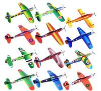 Loppdece Lot de 12 planeurs en polystyrène pour enfants, 12 avions en polystyrène différents, planeurs pour enfants, emballés individuellement en polystyrène pour petits cadeaux d'anniversaire