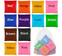 Loppdece Lot de 20 sacs de cornhole - 6 x 6 cm - En nylon - Carrés - Pour enfants - Pour l'extérieur et l'intérieur (10 couleurs)