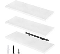 Loppdece Lot de 3 étagères flottantes en bois avec supports invisibles pour salle de bain, salon, chambre à coucher, cuisine, bureau - 40 x 14 x 1,5 cm - Blanc