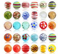 Loppdece Lot de 30 billes en verre pour enfants, 25 billes en verre colorées et 5 billes en verre à pois phosphorescentes dans le noir pour décoration ou jeu de billes (15 mm)