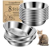 Loppdece Lot de 8 gamelles pour chat en acier inoxydable de 14 cm - Gamelles plates pour chat et chaton - Pour la fatigue des moustaches - Pour chats et chatons - Passe au lave-vaisselle
