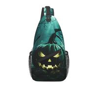 Loppott Green Ghost Horror Halloween Citrouille Imprimé Cross Chest Bag Diagonally Sling Backpack Travel Randonnée Sport Wallet, Noir, Taille Unique, Noir/blanc, taille unique