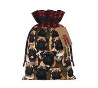 Loppott Imagen De Pug-Sac cadeau de Noël imprimé standard, sacs de Noël réutilisables pour les fêtes de fin d'année, fournitures cadeaux