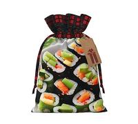 Loppott Sac cadeau de Noël réutilisable avec imprimé cornichons à sushi et aneth