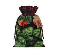 Loppott Sac cadeau de Noël réutilisable avec imprimé fleurs tropicales et feuillage