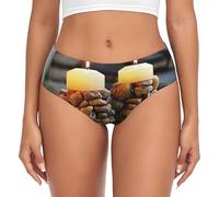 Loppott Stones Bougies Imprimer Femmes Briefs,Culotte Imprimé Floral Slip Pour Femmes,Culotte Sexy Grande Taille, noir, Large