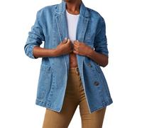 LoprNsdgt Blazer En Denim Classique Pour Femmes Avec Collar Cranté, Bouton À Manches Longues Tenue De Travail Décontractée,Bleu,L