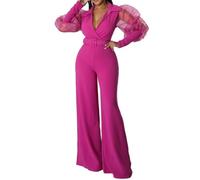 LoprNsdgt Combinaison Moulante À Manches Longues Pour Femmes En Maille Patchwork Avec Col En V Tenue De Cocktail À La Mode,Rose red,XL