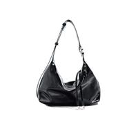 LoprNsdgt Épaule en Cuir Ciré À l'huile Vintage pour Femmes avec Fermeture À Glissière,Noir