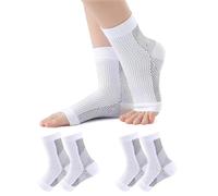 LOPUCK Chaussettes de Compression Neuro,Apaisantes 4 Paires de Chevillères de Compression pour Sport,Attelles de Maintien Anti-Douleur,Confortables et Respirantes (L)