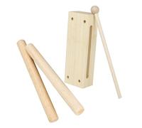 LOPUNER 1 Ensemble Bloc de Rythme Bois avec Baguette et Deux Bâtons de Percussion Instrument Musical pour Enseignement Design Ergonomique et Agréable Parfait pour Cours de Musique