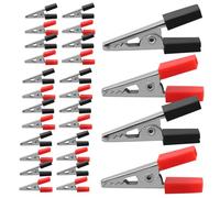 LOPUNER 100 pièces Pinces Crocodile Isolées Noir et Rouge Nickelé pour Test Électrique Clips Résistants et Compacts pour Multimètre et Cosse Batterie