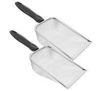 LOPUNER 2 pièces Pelles de Plage Maille Acier Inoxydable Outil Multi Usage pour Sable Coquillages et Litière Manche Confortable Résistant Au Sable Humide