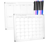 LOPUNER 2 pièces Planificateur Magnétique Transparent Acrylique pour Frigo Tableau Effaçable à Sec et Hebdomadaire avec Stylos Organiseur Familial Polyvalent pour Cuisine et Bureau