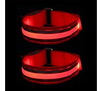 LOPUNER 2pcs Brassards Réfléchissants LED pour Course Nocturne, Légers et Confortables en Nylon Lumière Rouge pour Sécurité Running et Casque Vélo