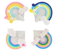 LOPUNER 4 pièces Crochet Mural Rangement Suspendre Arc-ciel Créatif Fer Solide pour Chambre Décoration Patère Polyvalente Suspendre Vêtements Clés Parapluies